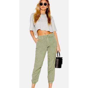 MOTHER denim the no zip misfit army green joggers, Sz 24, $188 E31